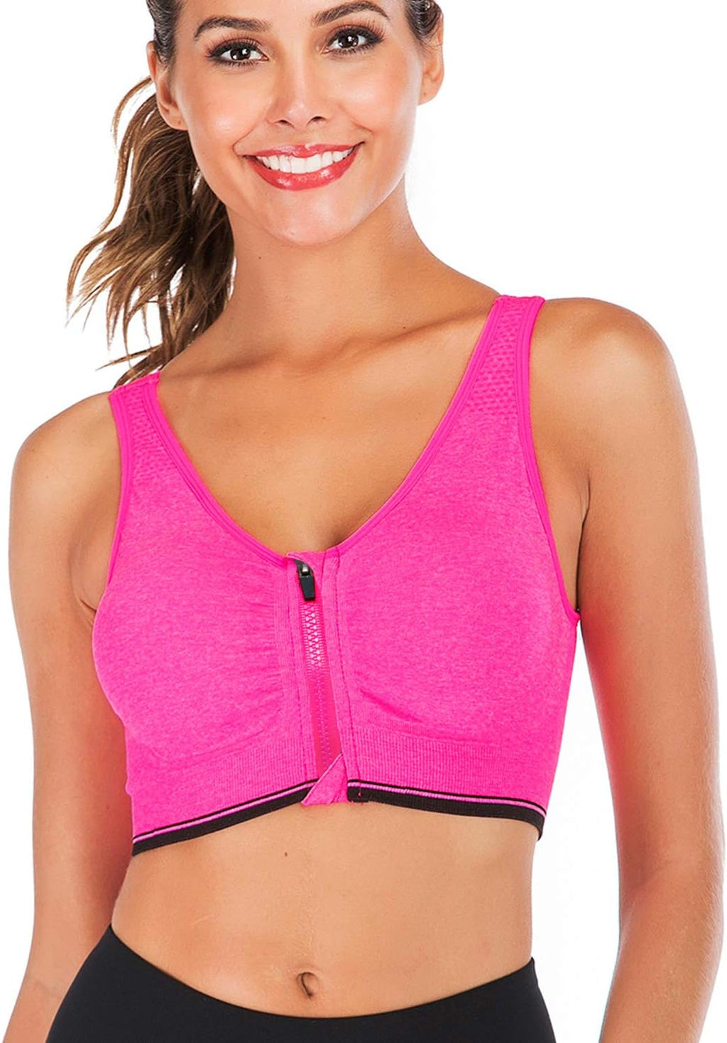 Women's 5pc Front Zip Sports Bra Set