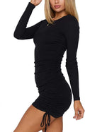 Women's Sexy Long Sleeve Drawstring Dress