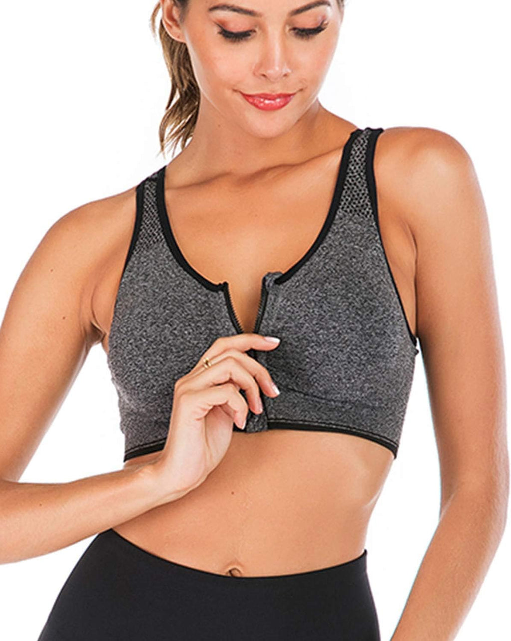 Women's 5pc Front Zip Sports Bra Set